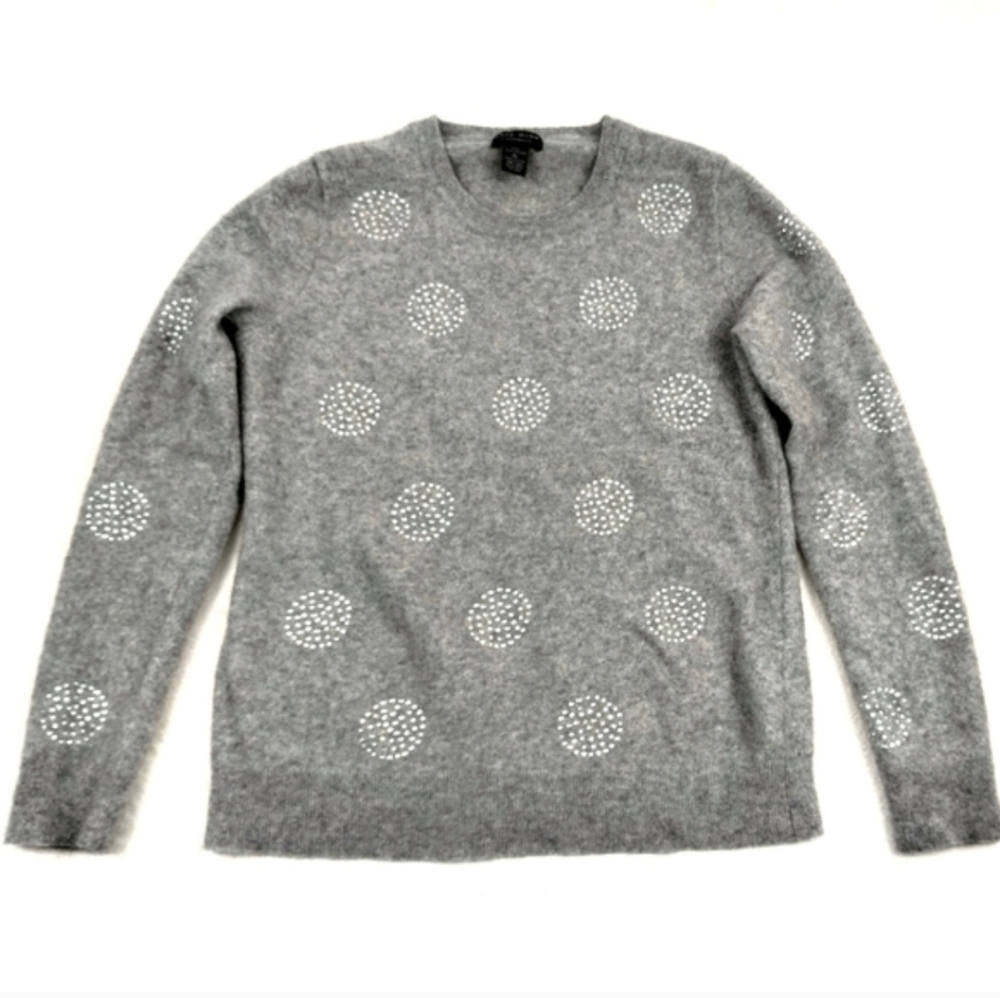 Only Mine Girl's 100% Cashmere Sweater Grey Rhinestone Sparkle Size XL Soft Crew